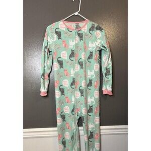 Carters Pajama One-piece Youth 14 Girl Cat Print Fleece Footed PJs Pajamas